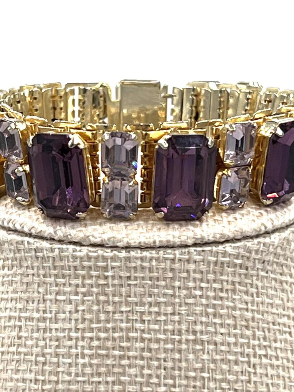 Vintage Unsigned Coro Goldtone Panel Rhinestones Bracelet